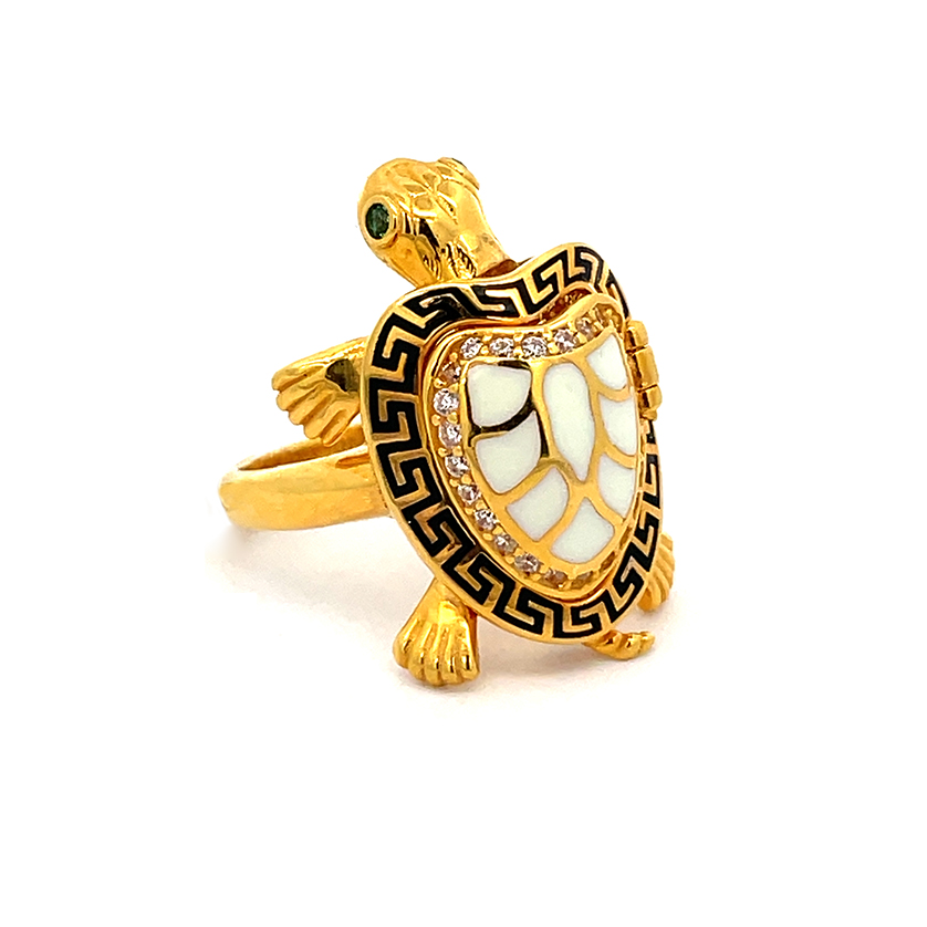 Turtle Ring - 22K Gold - size 7