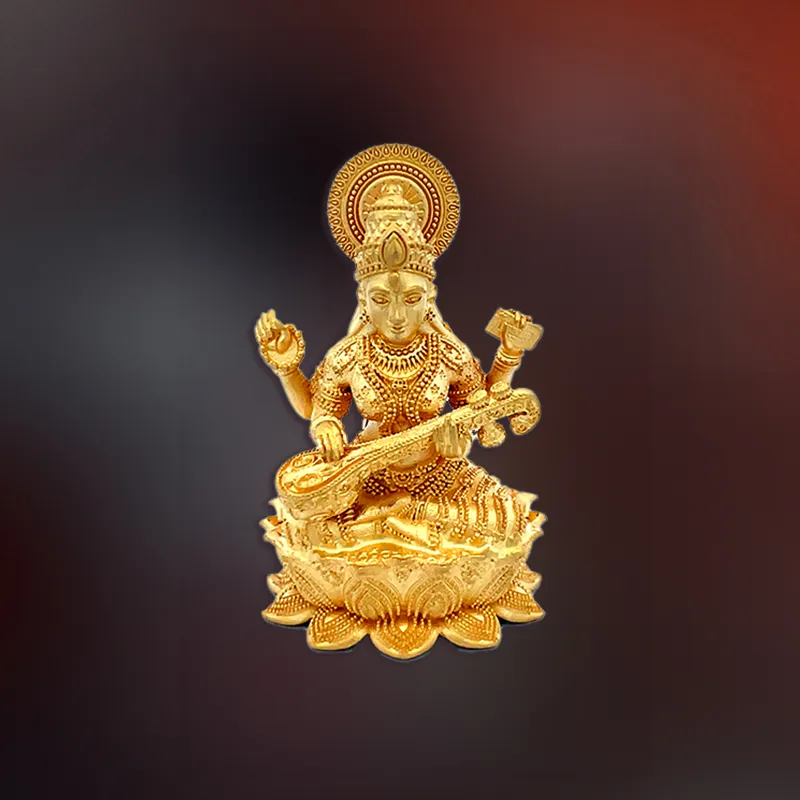 22K Gold Saraswati Statue |Spiritual Puja Vastu