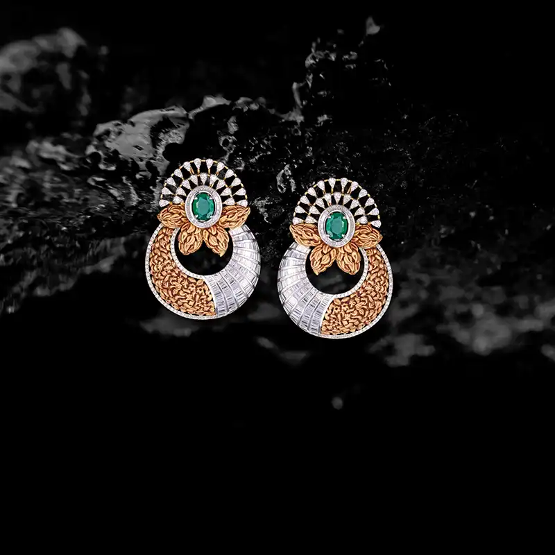 Emerald Diamond Earrings in 18K Gold