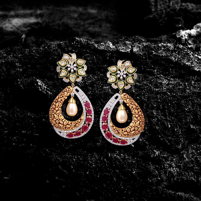 Ruby Diamond Earrings in 18K Gold