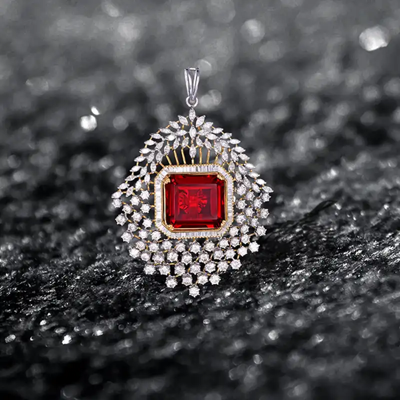 Ruby Diamond Pendant in 18K Gold