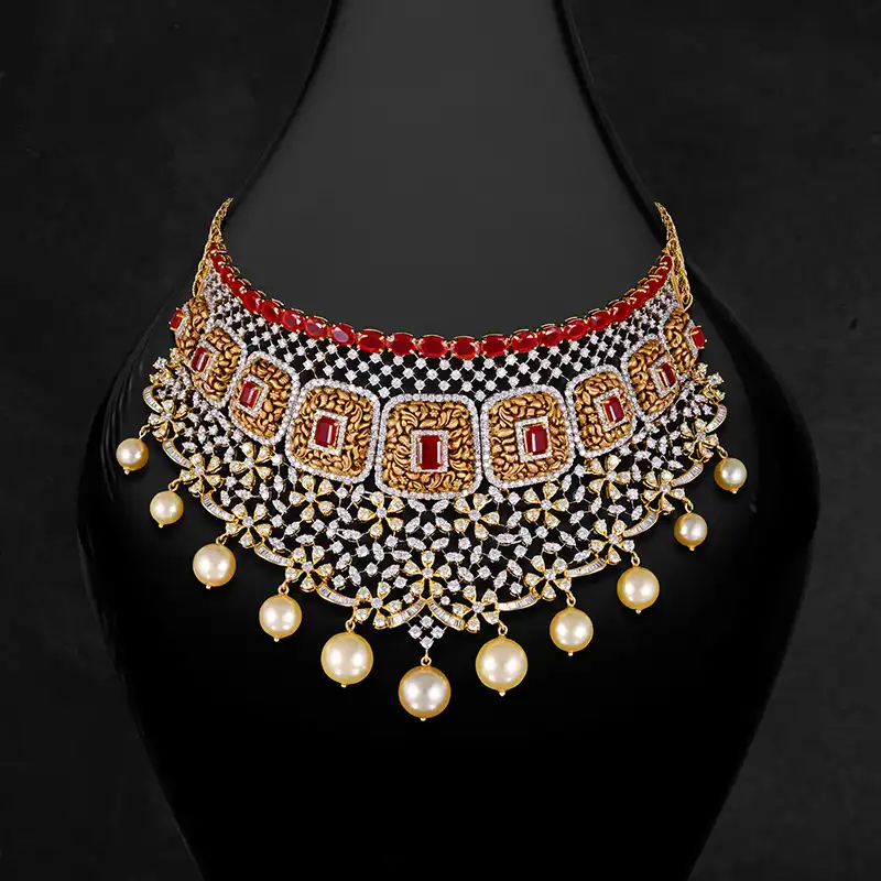 Ruby Diamond Necklace in 18K Gold