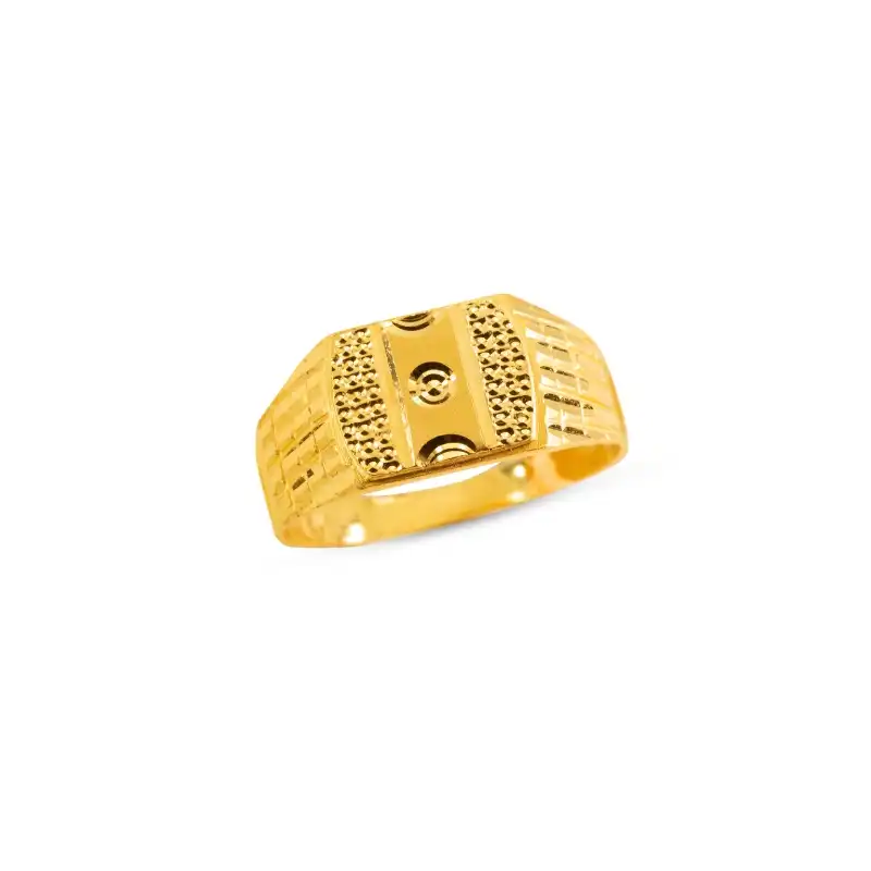 Textured Embossed Men's 22K Gold Ring Size 10.75