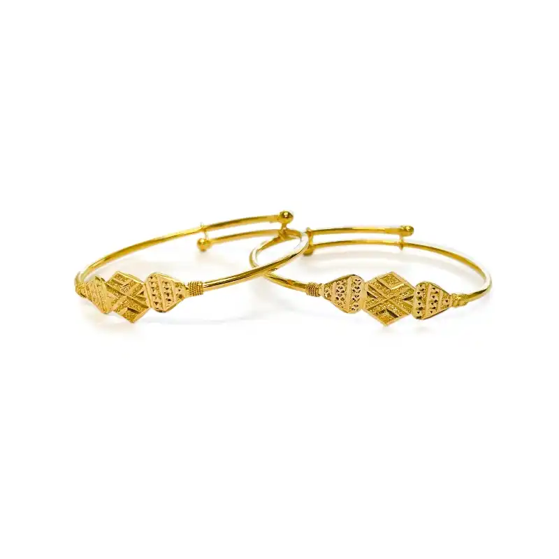 Geometric design baby bangles in 22K Gold