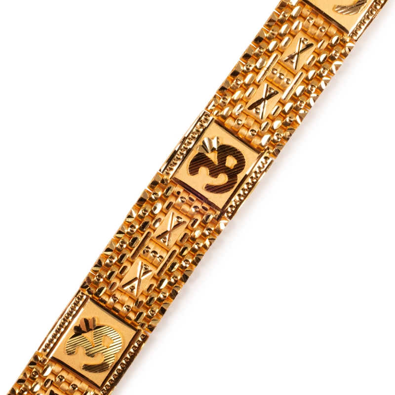 Men's bracelet in 22k gold - BrMb6756 - Hand crafted 22k gold men's bracelet  with frosty and shine finish.
