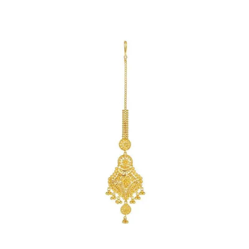 22K Yellow Gold Floral Beaded Tikka