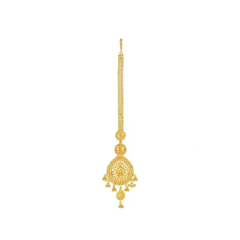 22K Yellow Gold Beaded Teardrop Tikka