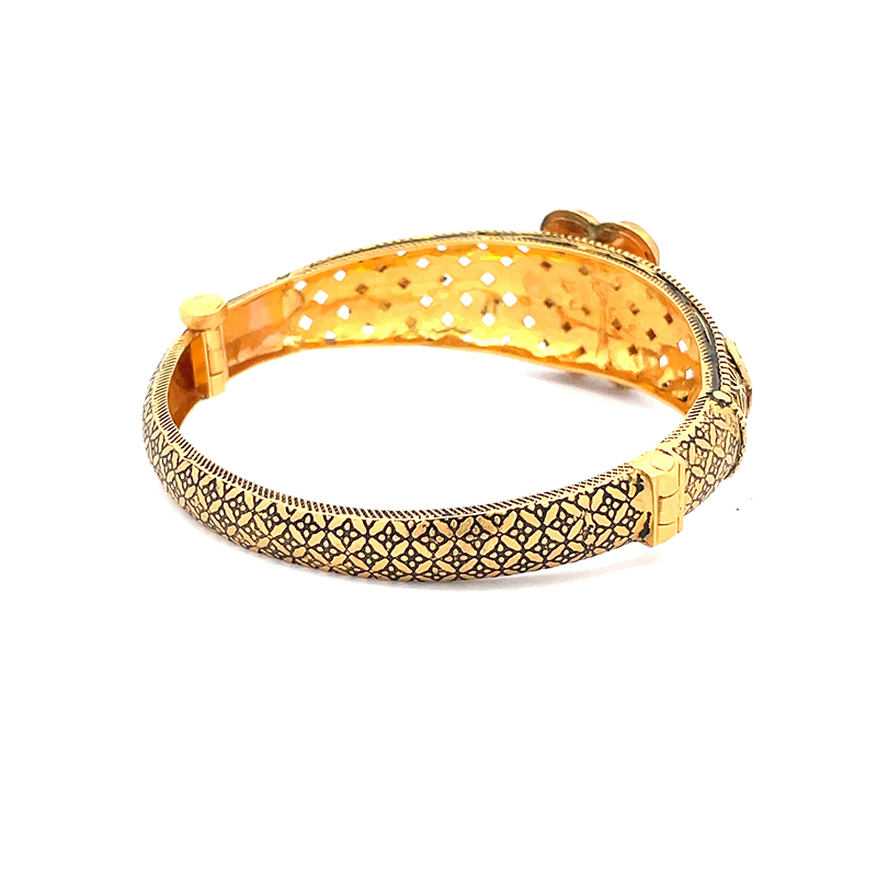 Elegant Antique Floral Gold Bangle Bracelet