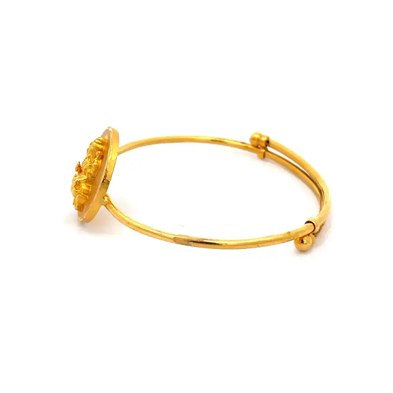 Gold Baby Bangle with Goddess Laxmi Emblem