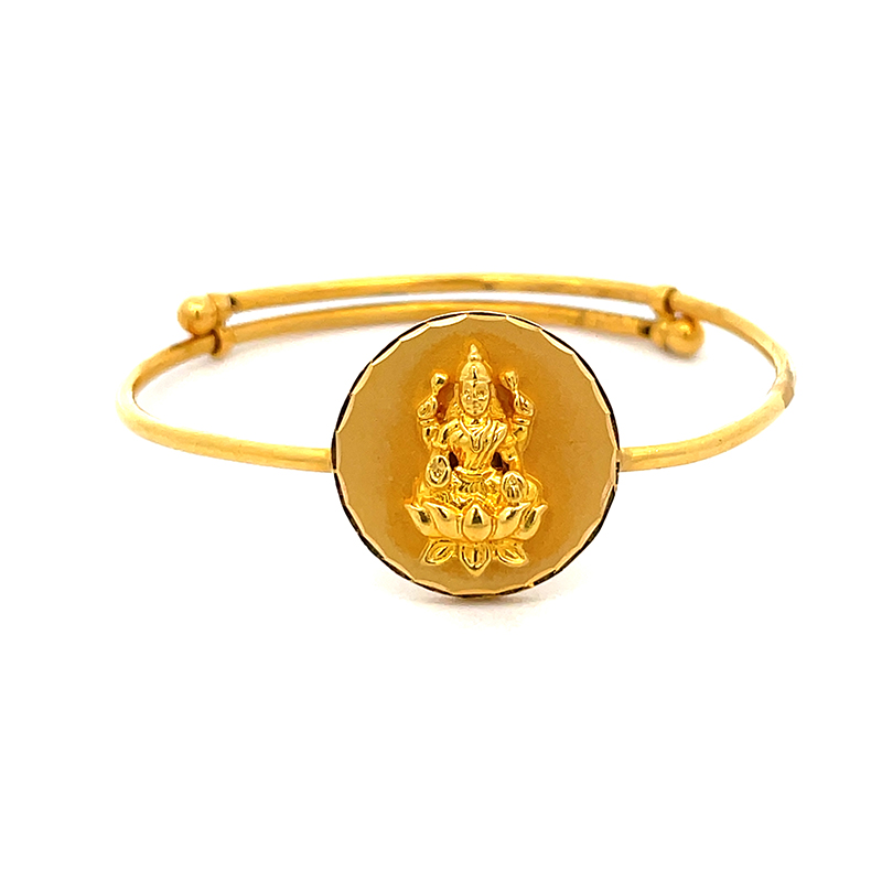 Gold Baby Bangle with Goddess Laxmi Emblem