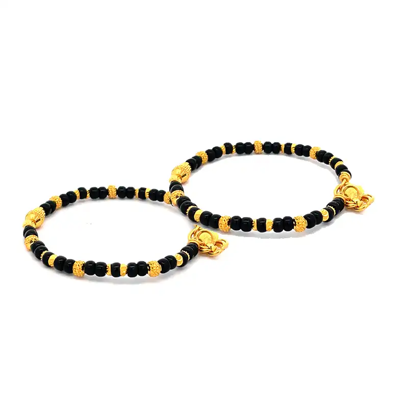 Back beads Baby Bangle 22K Gold - Set of two