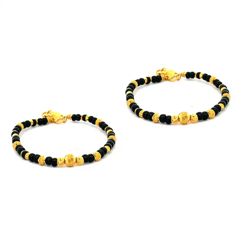 Back beads Baby Bangle 22K Gold - Set of two