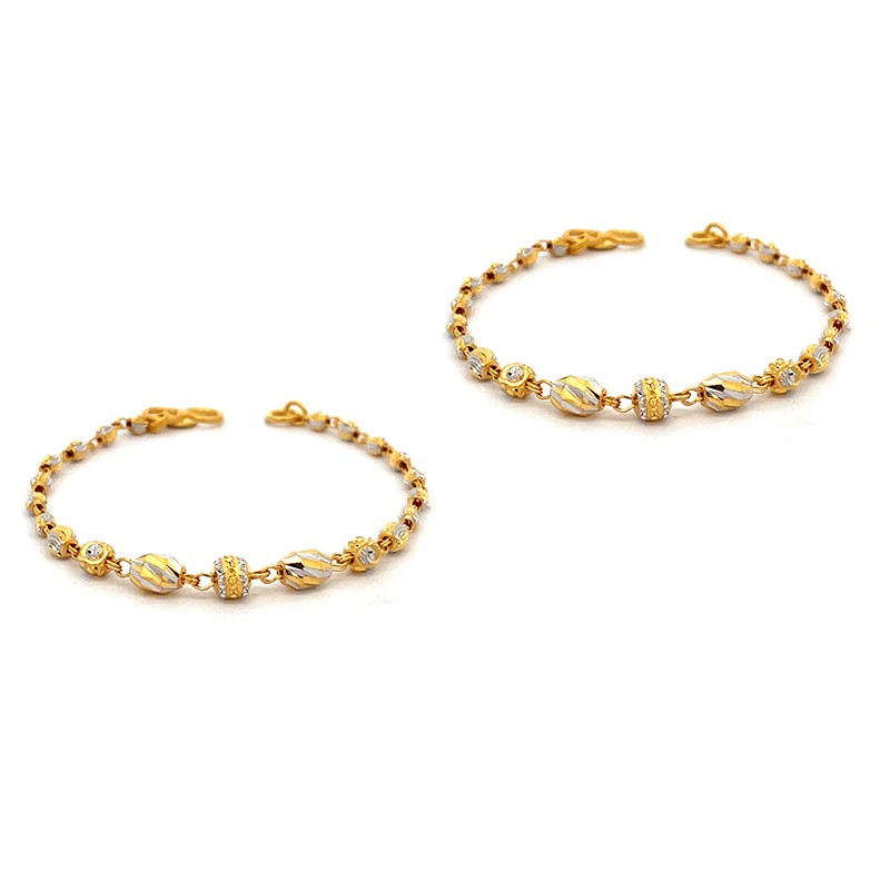 Baby Bracelet, Oval beads in 22K Gold