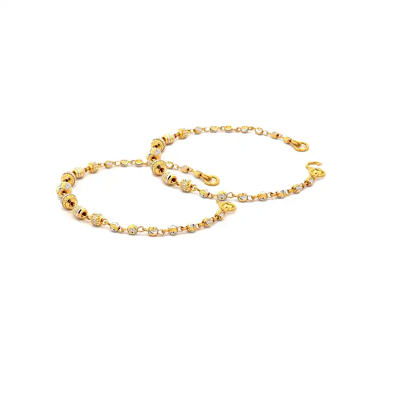 Baby Bracelet, Round beads in 22K Gold - 5.5 inch