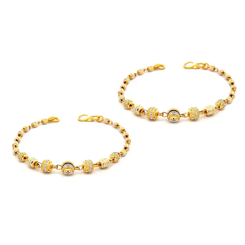 Baby Bracelet, Round beads in 22K Gold