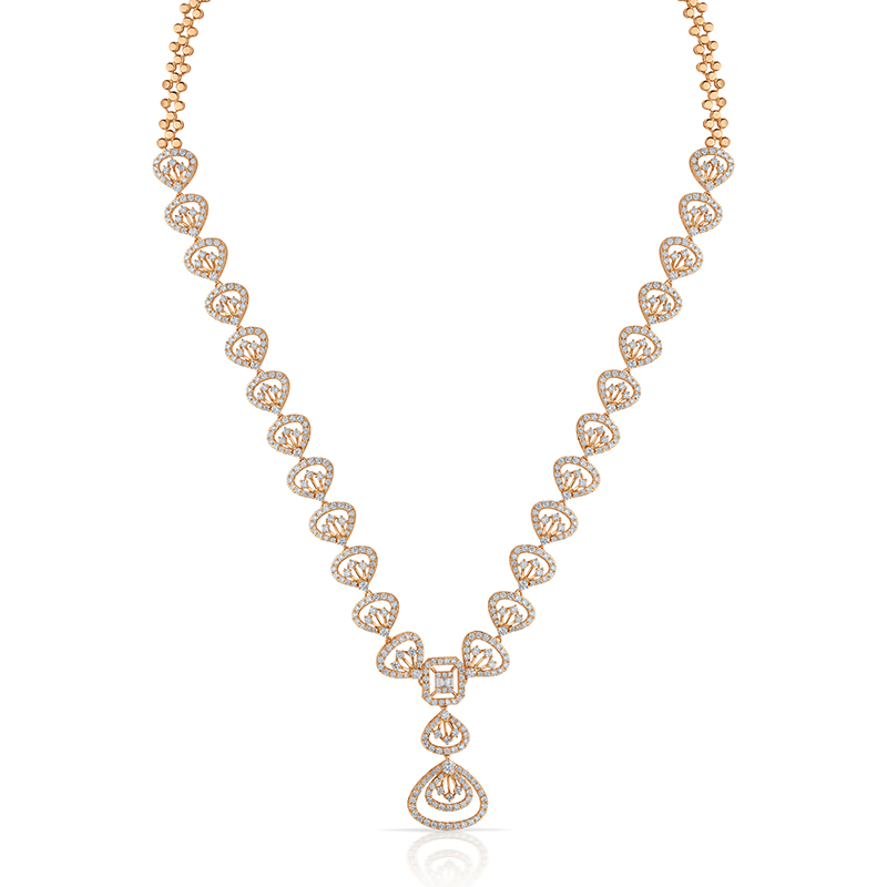 Buy Enticing Rose Gold and Diamond Necklace Set Online