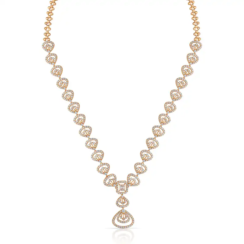 18K Rose Gold Diamond Elegant Necklace Set