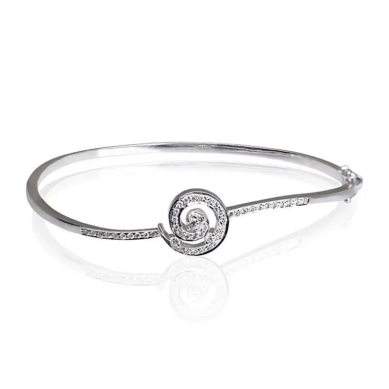 Delicate Swirl Gold Diamond Bangle Bracelet