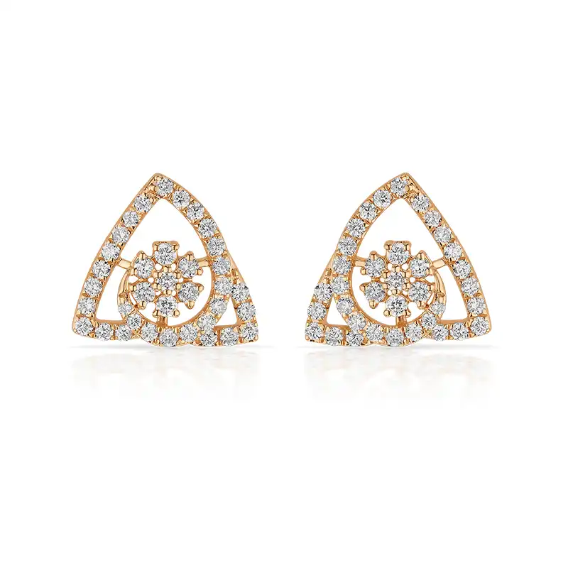 Floral Triangle Diamond Ear studs