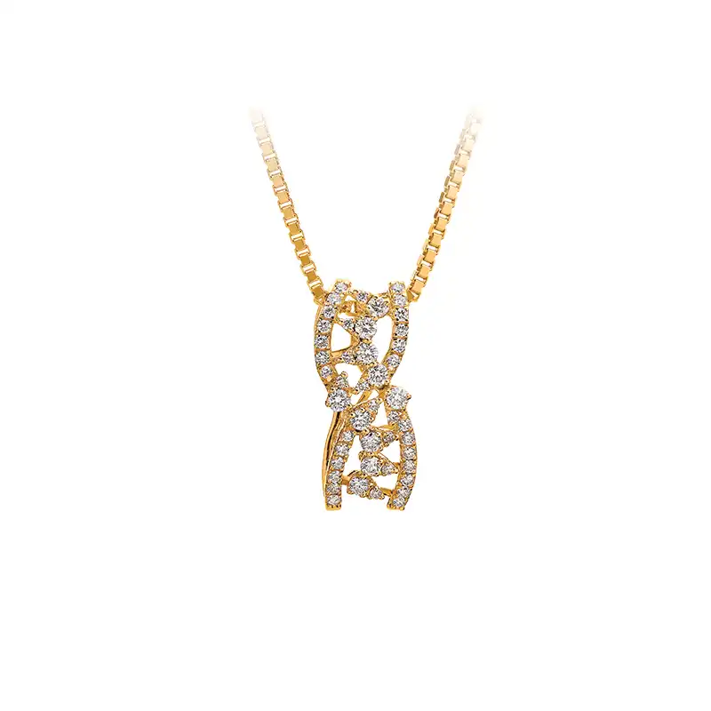 Spiral Gold Diamond Pendant Set