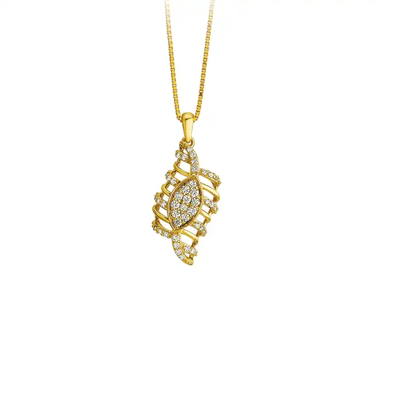 Elegant Gold Diamond Pendant Set with chain