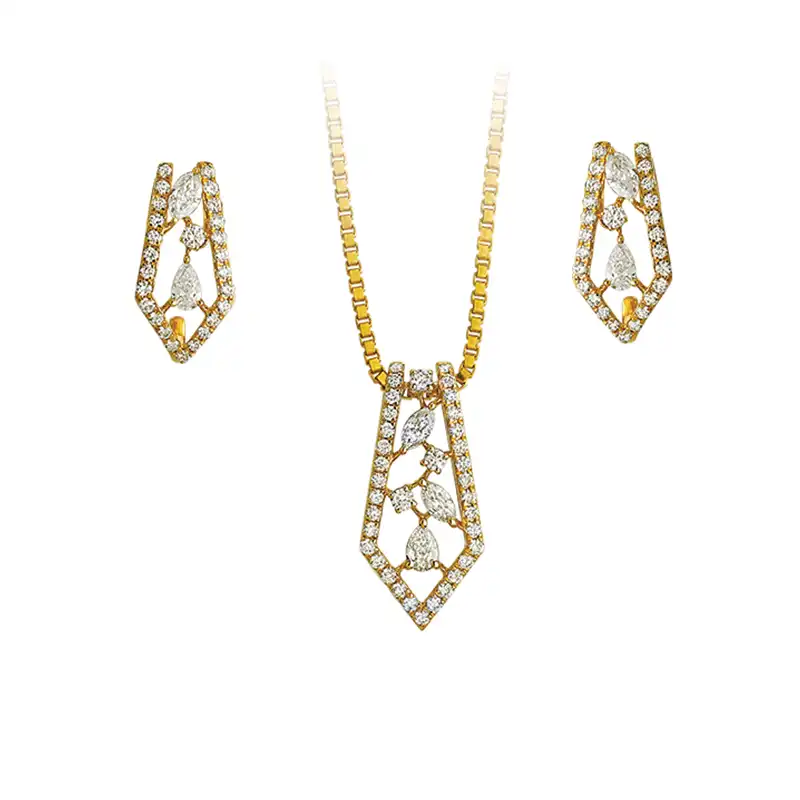 Contemporary Diamond Pendant Set