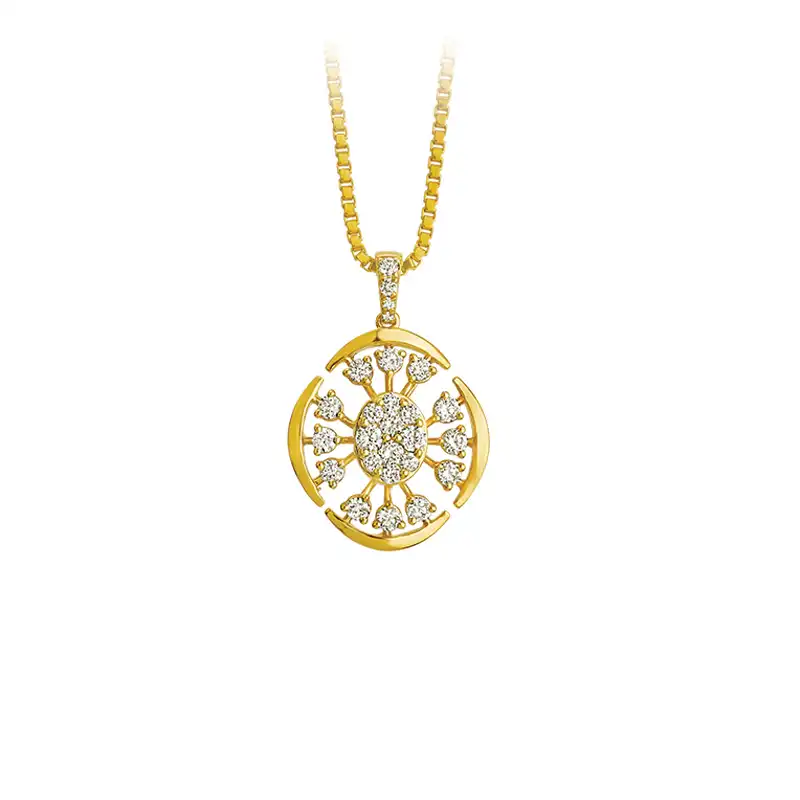 Sunburst Gold Diamond Pendant Set