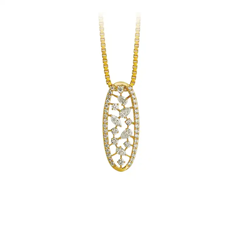 Sophisticated Oval Diamond Pendant Set