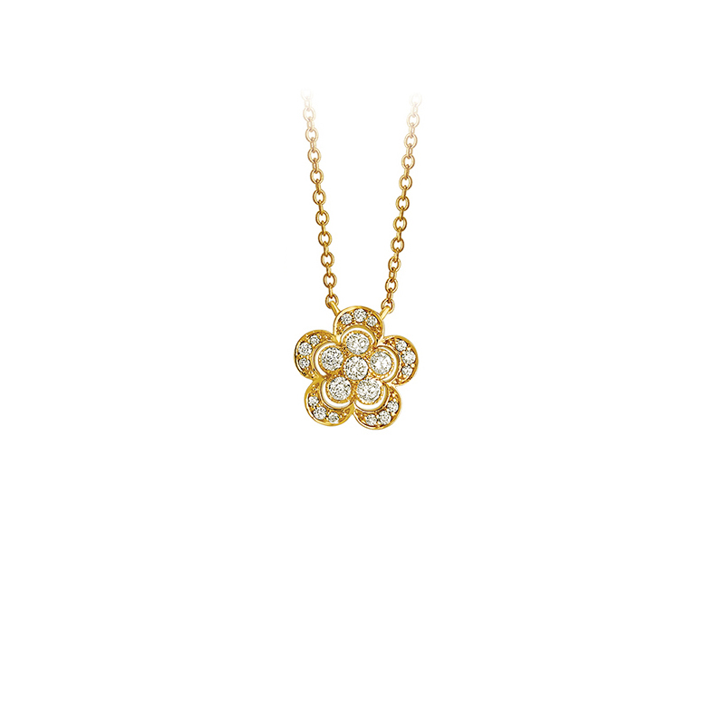 Golden Floral Pendant Set with Ring
