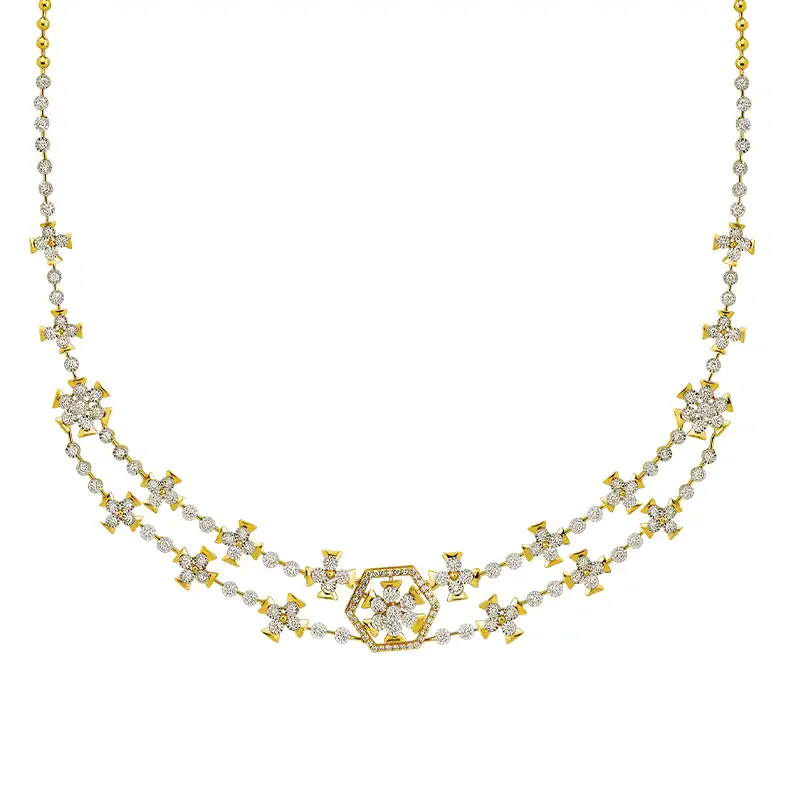 Cascading Gold Diamond Necklace Set