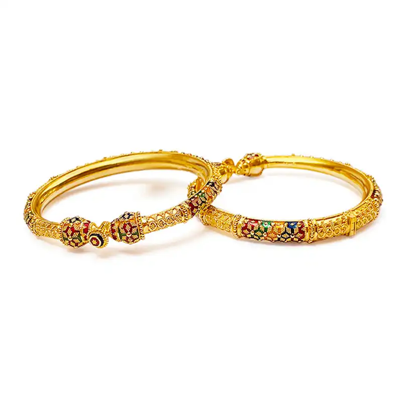 A pair of 22K Yellow Gold Kada Bangles