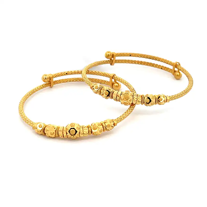 22K Yellow Gold Adjustable Baby Bangle Set of 2