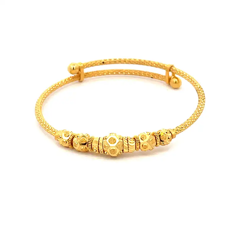 22K Yellow Gold Adjustable Baby Bangle Set of 2