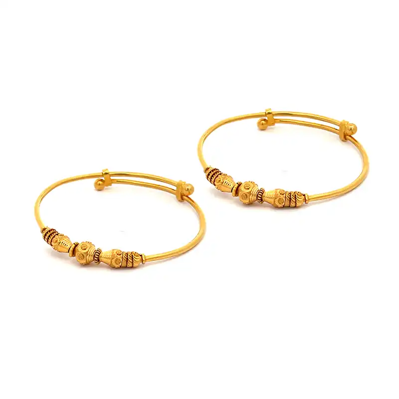 22K Yellow Gold Adjustable Baby Bangle Set of 2