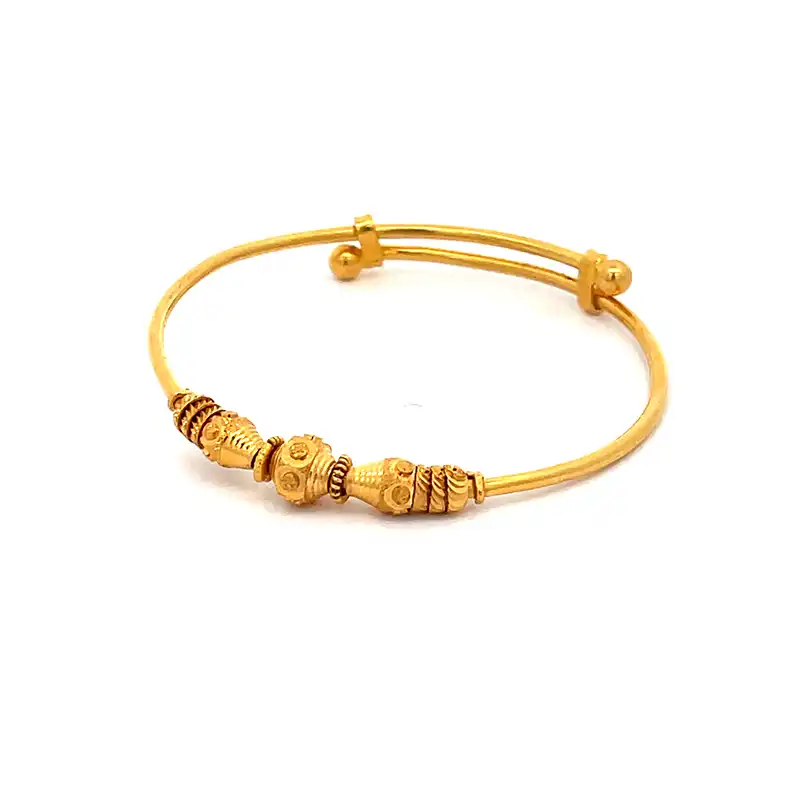 22K Yellow Gold Adjustable Baby Bangle Set of 2