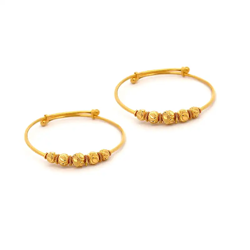 22K Yellow Gold Adjustable Baby Bangle Set of 2