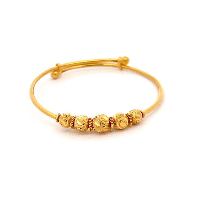 22K Yellow Gold Baby Bracelets Set of 2 - BBR-381