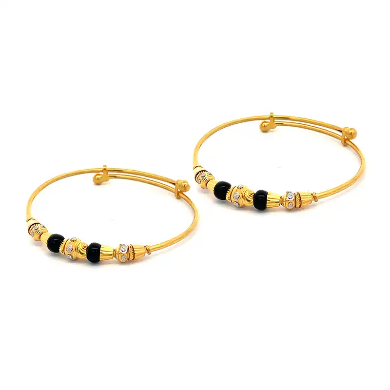 Nazariya - Black beads baby bangle - Set of 2