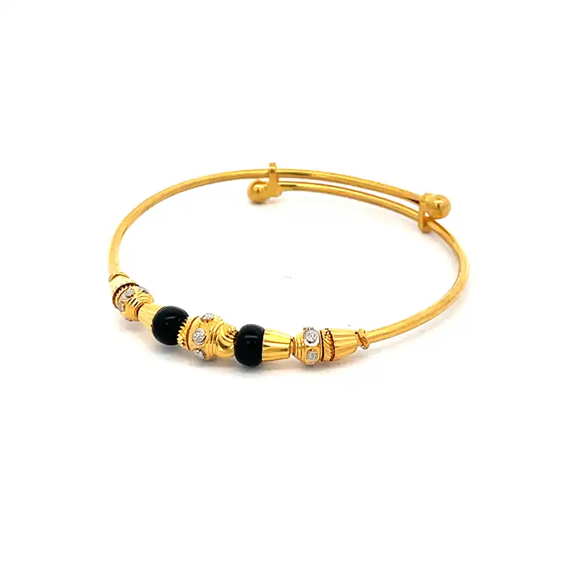 Nazariya - Black beads baby bangle - Set of 2