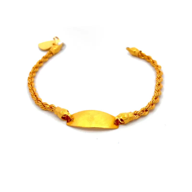 22K Yellow Gold Engravable Bar Baby Bracelet