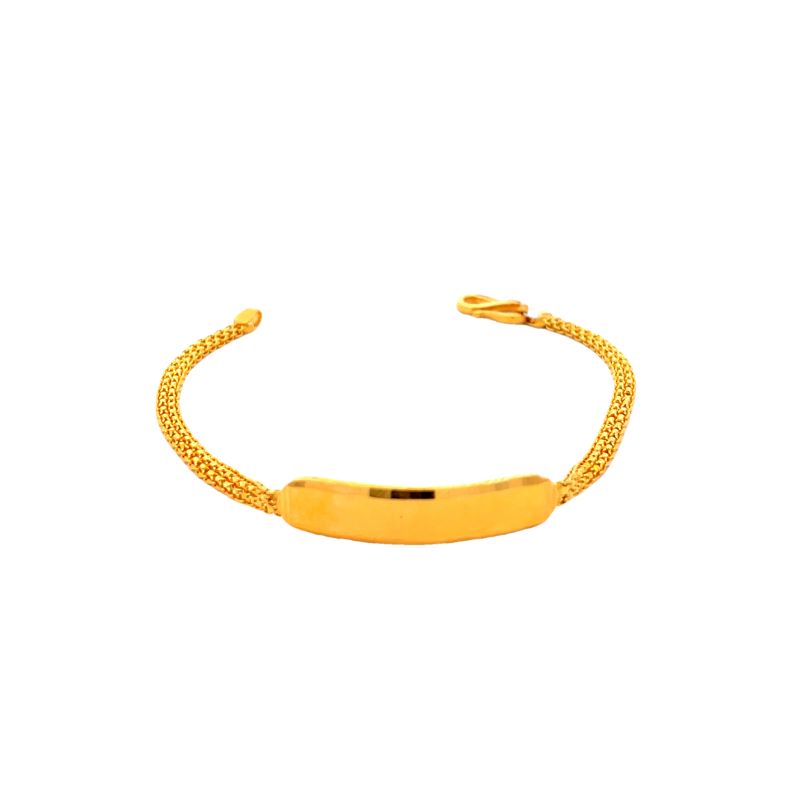 22K Yellow Gold Engravable Bar Baby Bracelet