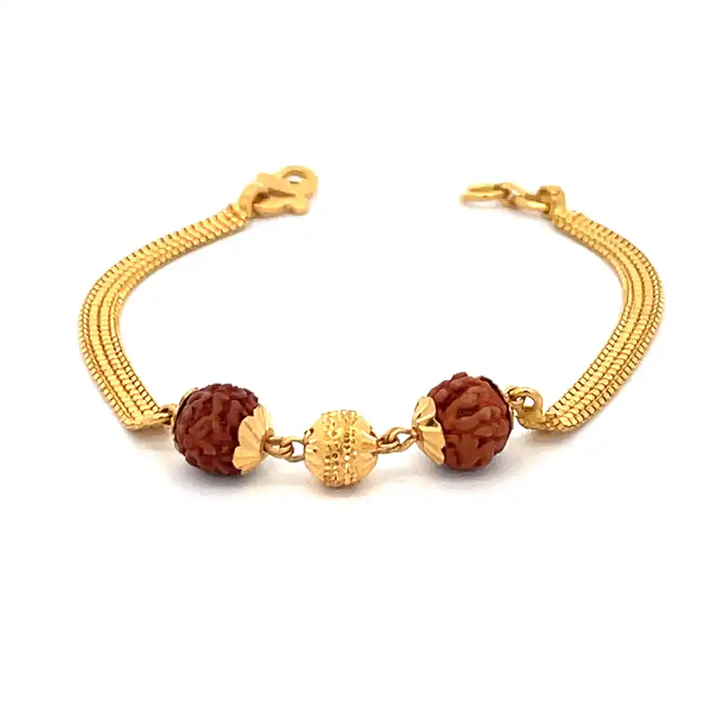 22K Gold Baby Bracelet with Rudraksh beads - Set of 2