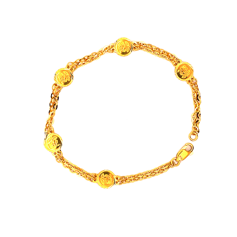 22ct Gold Ladies Bracelet with 2mm gold beads | PureJewels UK