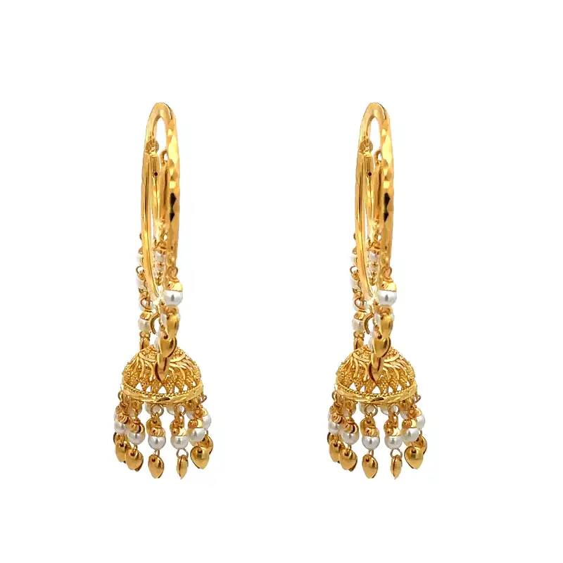 22K Gold Hoops with Jhumka