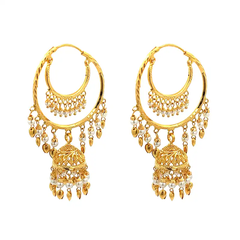 22K Gold Hoops with Jhumka