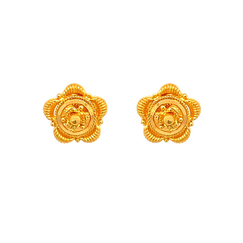 Classic Floral 22K Gold Stud Earrings