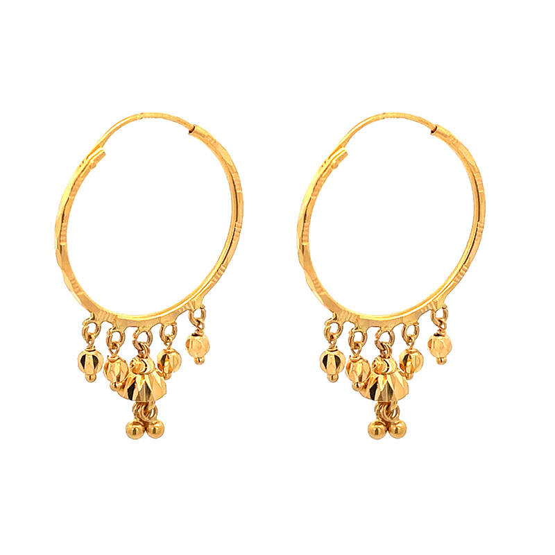 22K Yellow Gold Hoop Earrings - Diameter 25 mm