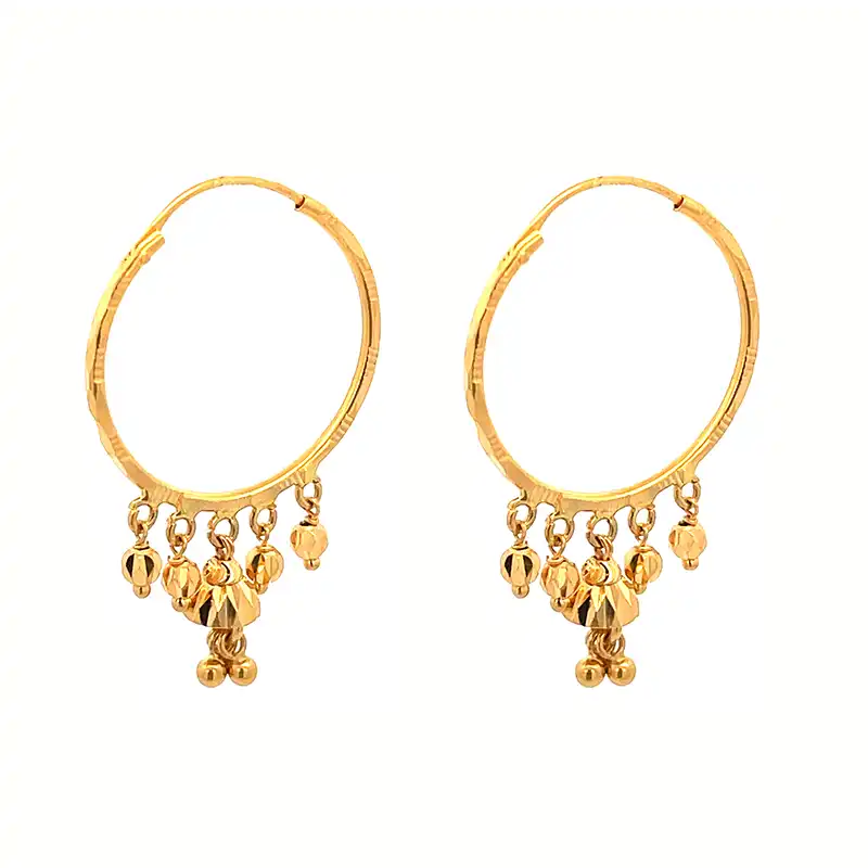 22K Yellow Gold Hoop Earrings - Diameter 25 mm