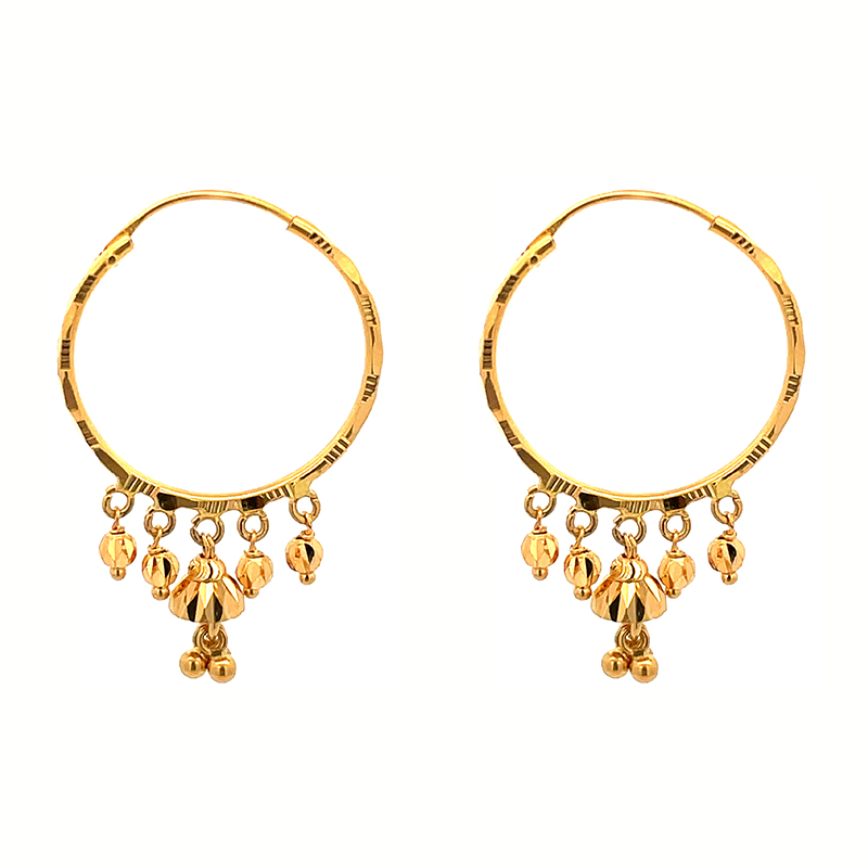 22K Yellow Gold Hoop Earrings - Diameter 25 mm