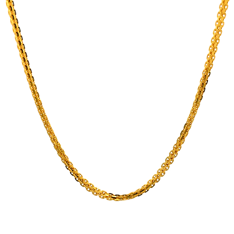 14k Yellow Gold 2mm Thick Semi-Solid Wheat Chain– LooptyHoops